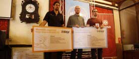 Ganadores de El Hueco Energy Starter. De izquierda a derecha, Álvaro Zamora, Esteban de la Fuente y Pablo Izquierdo