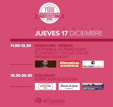 Periodismo económico y agricultura ecológica, hoy en la Feria de Economía Social