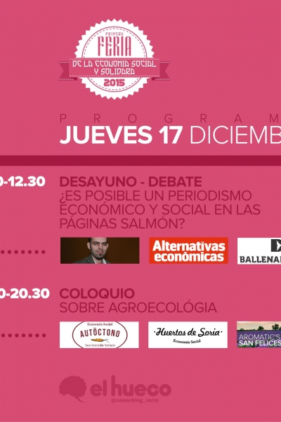 Periodismo económico y agricultura ecológica, hoy en la Feria de Economía Social