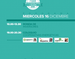 Ronda de inversores, con cinco proyectos, y coloquio sobre cooperativas energéticas, en la segunda jornada de la Feria de Economía Social